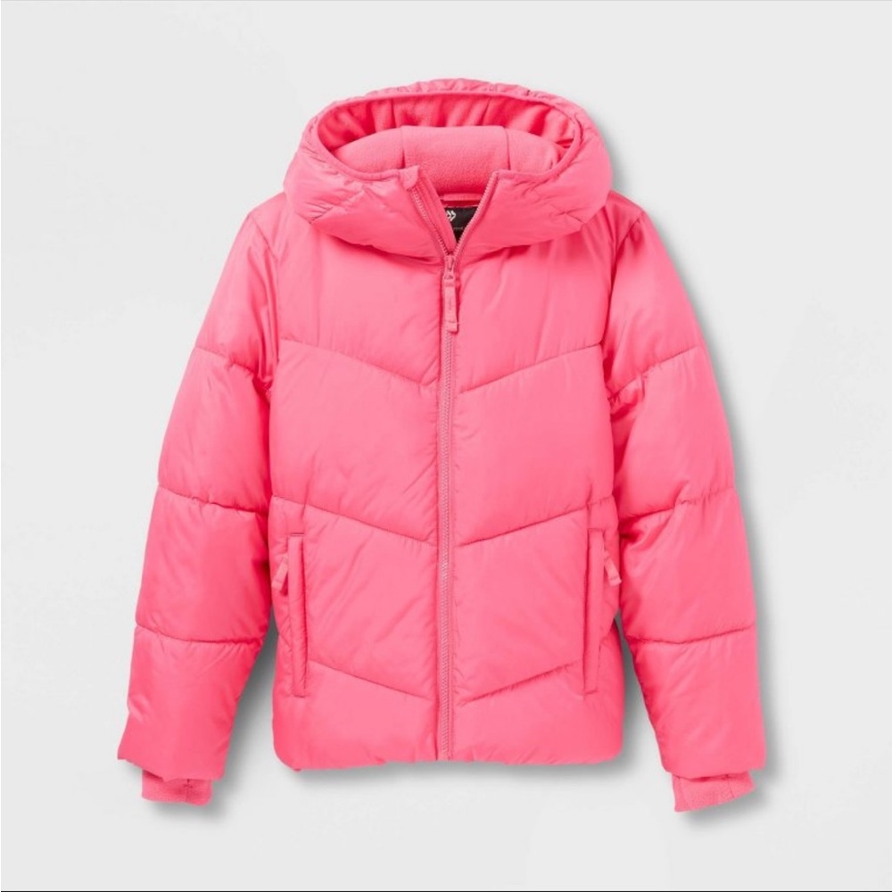 All In Motion Short Puffer Jacket, color Pink Size Medium 7/8